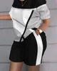 Summer Fashion Casual Printed Short Sleeve Shirt High Waist Shorts 2 Piece Women Outfits Set Suits Good Vibrations