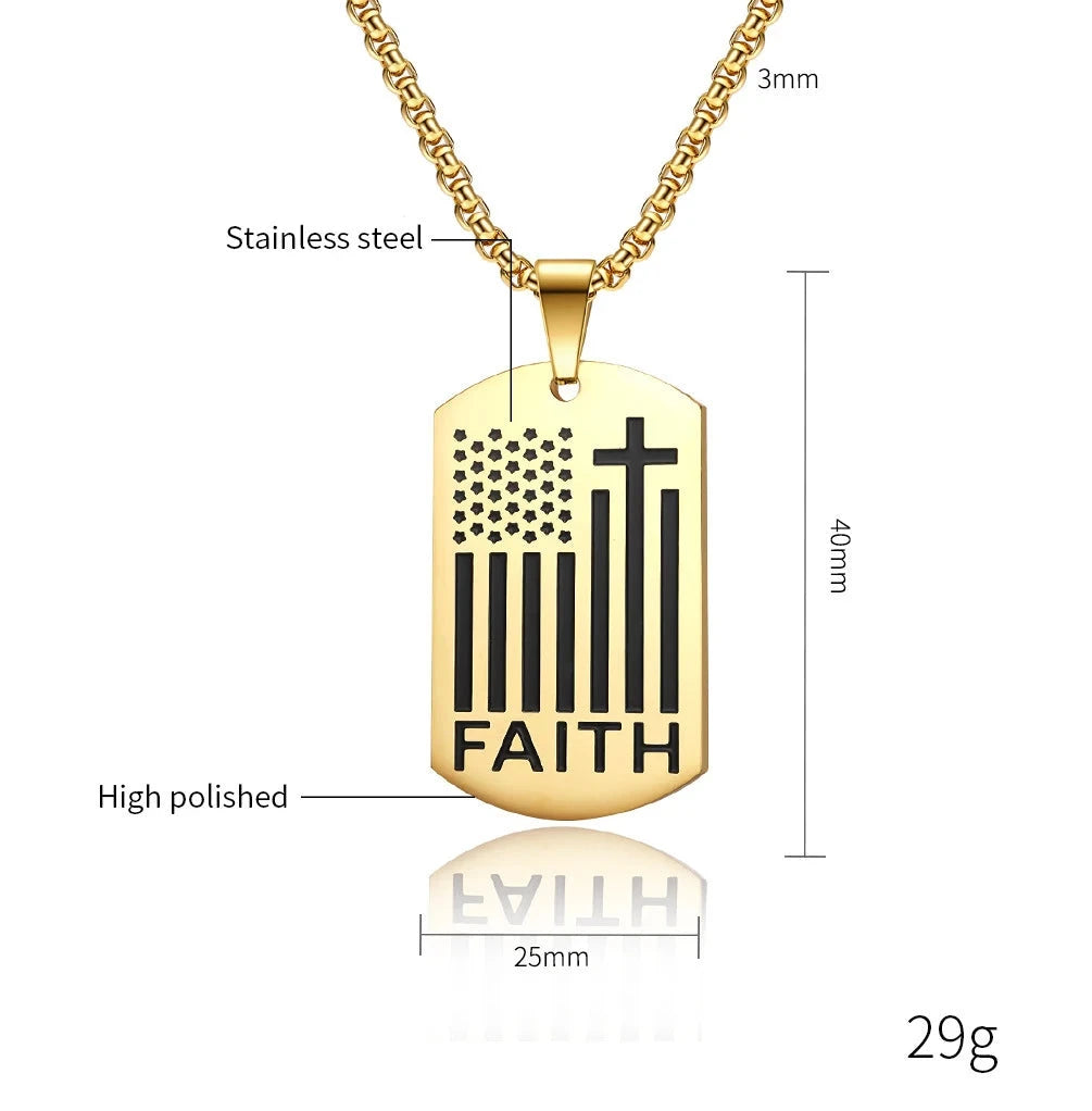 Bible Cross Necklace Dog Tag Pendant Inspiring Strengthening Courage Scripture Necklaces for Men Religious Jewelry Good Vibrations