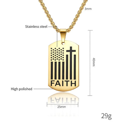 Bible Cross Necklace Dog Tag Pendant Inspiring Strengthening Courage Scripture Necklaces for Men Religious Jewelry Good Vibrations