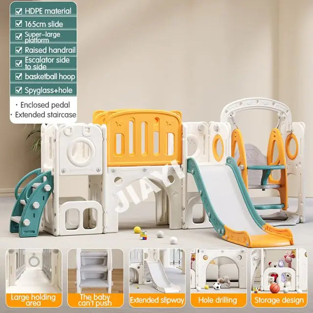 Plastic Swing Set with Slide and Playhouse for Outdoor Kids' Play for Gardens Sports Parks Schools Good Vibrations