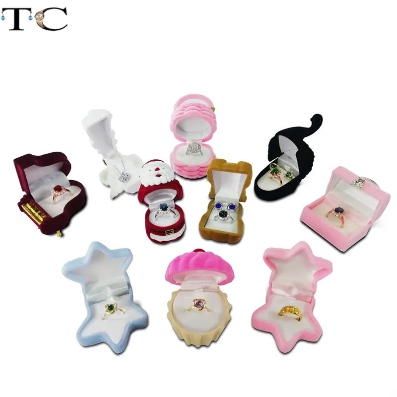 Creative Velvet Jewelry Box Mini Container Ring Box Earrings Rings Storage Box Small Accessories Display Gift Box Good Vibrations