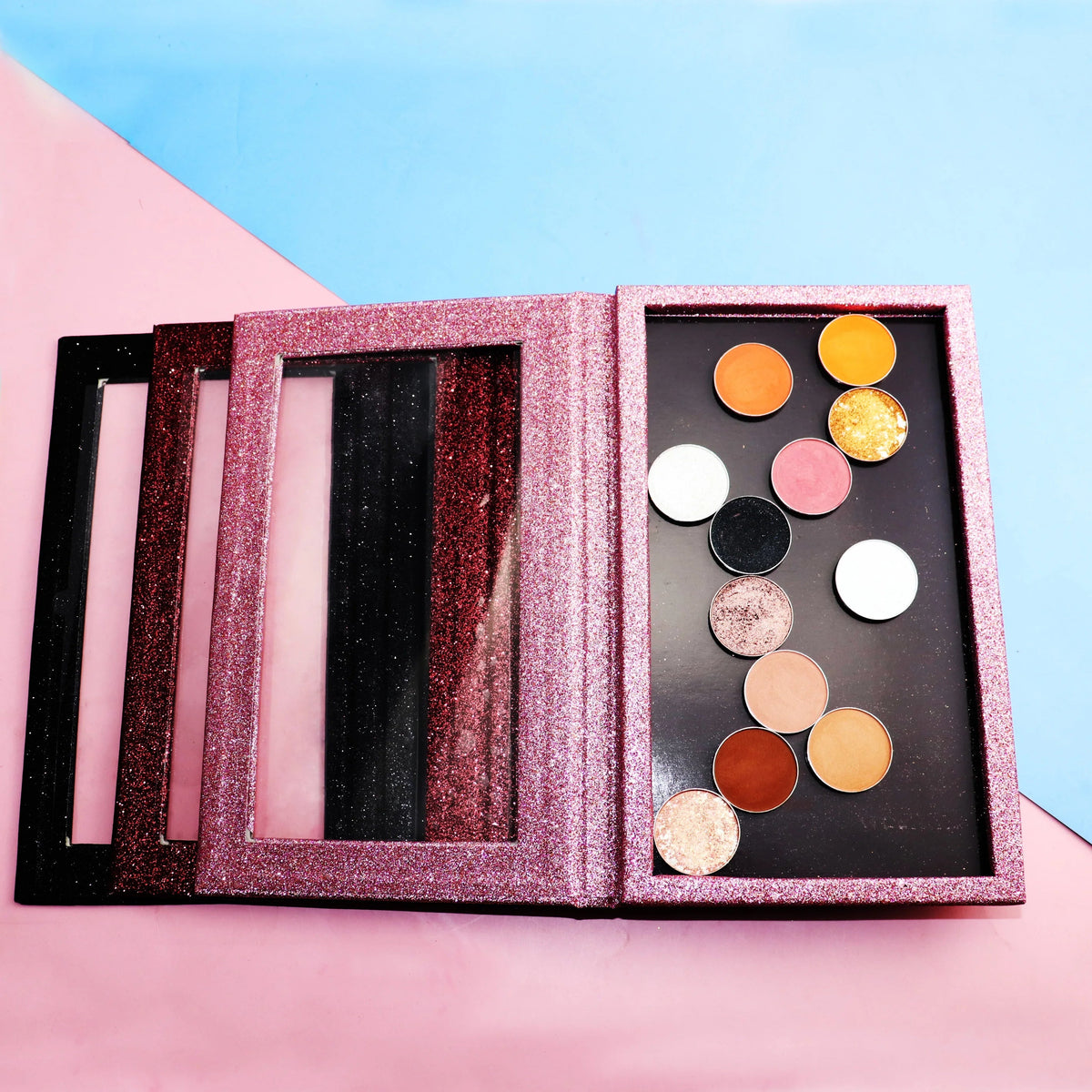 Wholesale Professional DIY Empty Magnetic Eyeshadow Palette Premium Makeup Pallette with Glitter for Eye Shadow Powder Good Vibrations