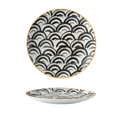 Tableware Ceramic Dinner Plate Set Dish 8/10 Inch Porcelain Cute Dessert Plate Dinnerware Geometric Western Food Steak Plate Good Vibrations
