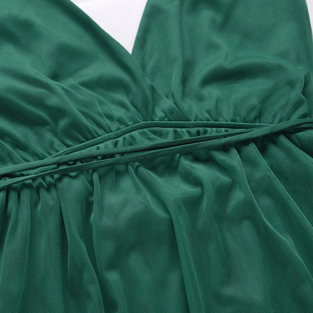 Wholesale Women Summer Slip Dresses Sleeveless Europe Sexy V-Neck Backless Mesh Bridesmaid Party Casual Dress Good Vibrations