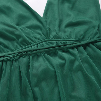 Wholesale Women Summer Slip Dresses Sleeveless Europe Sexy V-Neck Backless Mesh Bridesmaid Party Casual Dress Good Vibrations