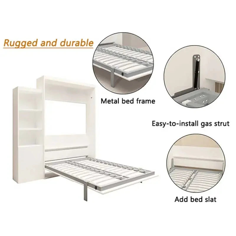 Queen Size Modern Vertical Murphy Bed with Table Shelf a Must-Have Wall Bed for Bedroom Guestroom Designed Home Furniture Use Good Vibrations