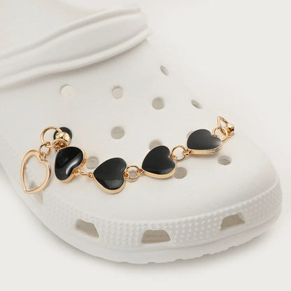 1PC New Heart Pearl Shoe Chain Shoe Charms For Croc Accessories Metal Shoe Decoration For Women Girls Shoe Buckle Gift Good Vibrations