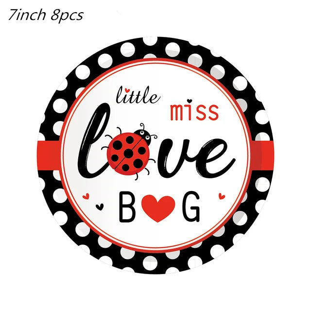 Cartoon Ladybug Theme Birthday Supplies Tablecloth Paper Plate Cup Banner Balloon Party Decoration Set Baby Shower Decoration Good Vibrations