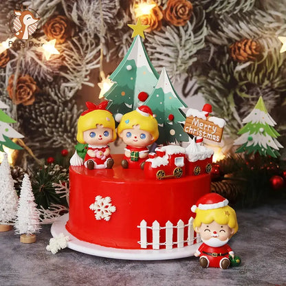 Christmas Cake Toppers Resin Santa Claus Cake Decor Xmas Tree Cupcake Dec Merry Christmas Decor For Home Happy new Year Gifts Good Vibrations