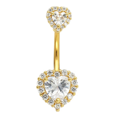 JHJT 14G Heart Belly Button Piercing Navel Ring 316L Surgical Stainless Steel CZ Belly Piercing Ombligo Jewelry for Women Good Vibrations Adult Super Store