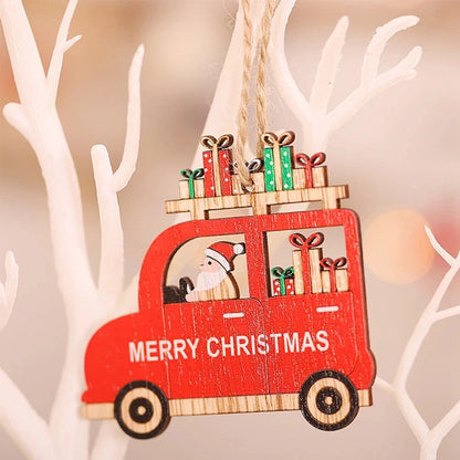 Christmas Wooden Pendant Merry Christmas Tree Decoration for Home 2025 Christmas Ornament Xmas Navidad Gifts Happy New Year 2026 Good Vibrations