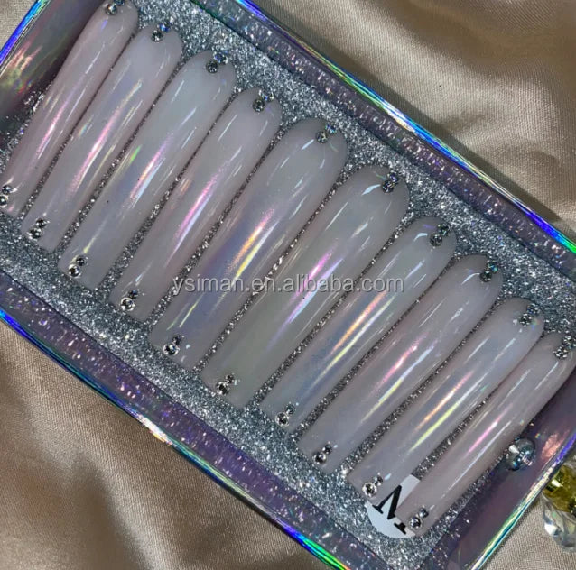 High Quality Multiply Designs 3D Handmade Customize Salon Press on Nails Acrylic Materials Set Good Vibrations
