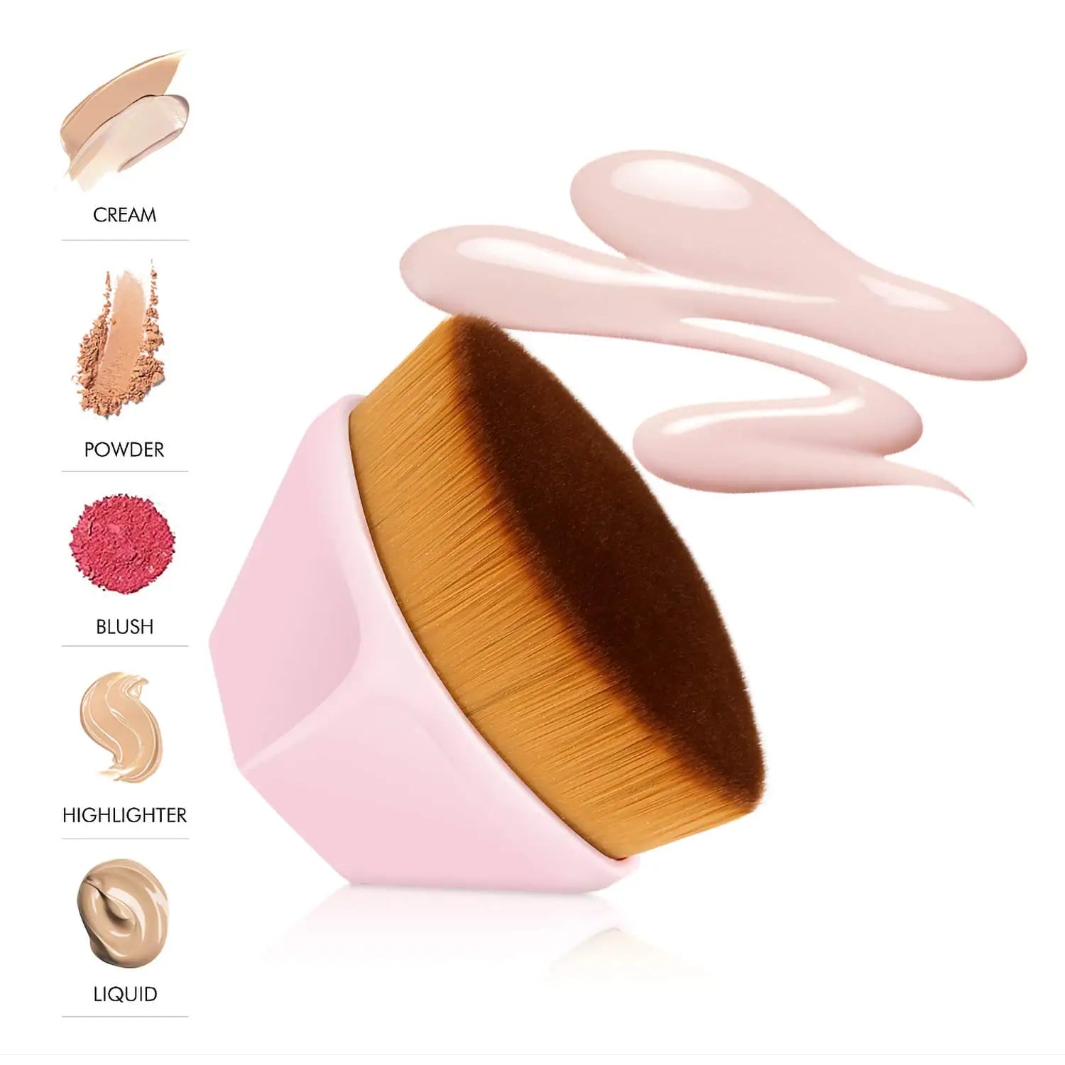 HMU OEM Professional China Wholesale Make up Private Label Custom Your Logo Pink #55 Magic Makeup Liquid Foundation Brush Good Vibrations