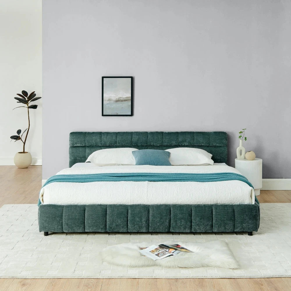 High Quality Modern King Bed Soft Upholstered Frame with Fabric for Home or Hotel Wholesale Furniture High-End Design Good Vibrations