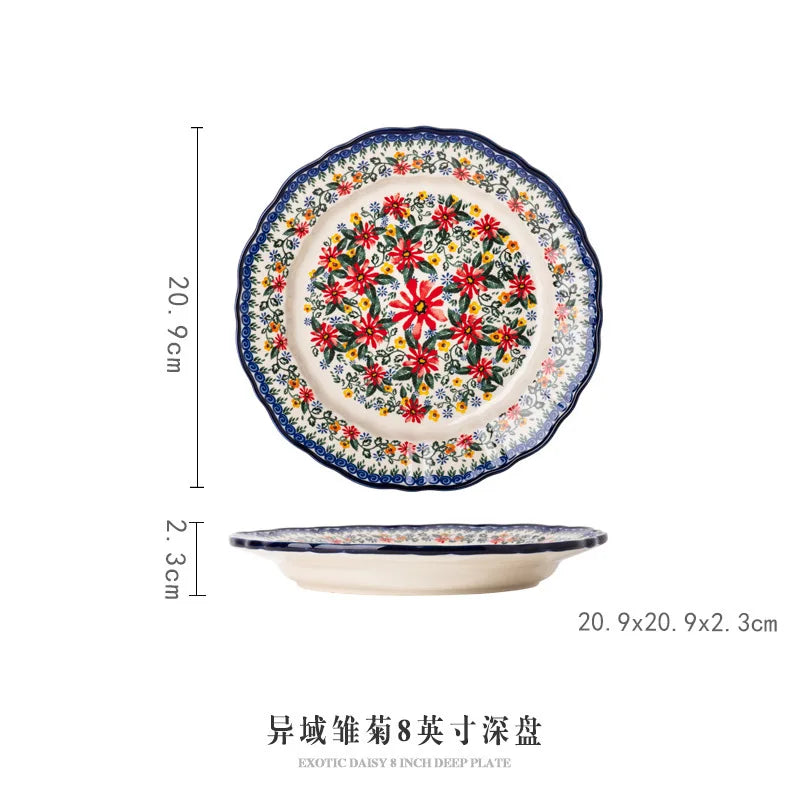 LingAo     Ceramic noodle bowl, double-ear bowl, plate tableware set Good Vibrations