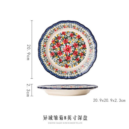 LingAo     Ceramic noodle bowl, double-ear bowl, plate tableware set Good Vibrations
