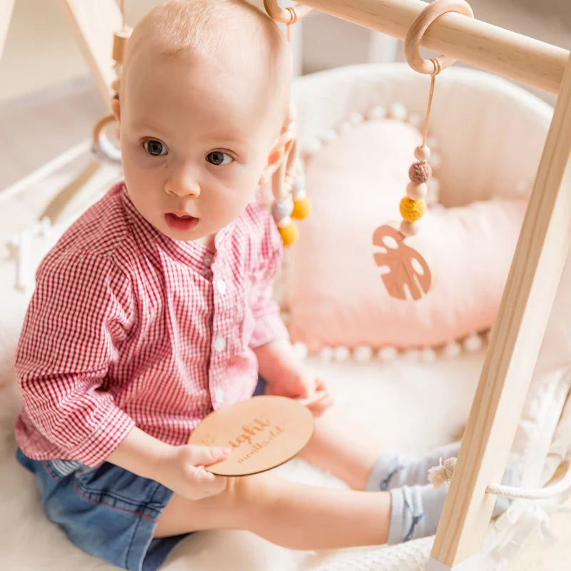 Baby Toys Wooden Play Gym Toys Nordic Baby Room Decor Wood Nursery Sensory Toy Gift Infant Room Clothes Rack Accessories Rattles Good Vibrations