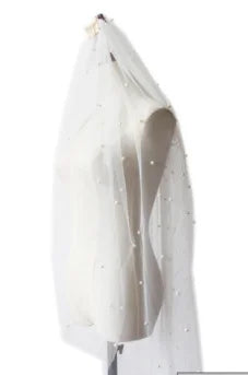 Pearls White Ivory Long Bridal Veil With Comb One Layer Cathedral Wedding Veil With Pearls Velos De Noiva Crystal Beads 75-300cm Good Vibrations