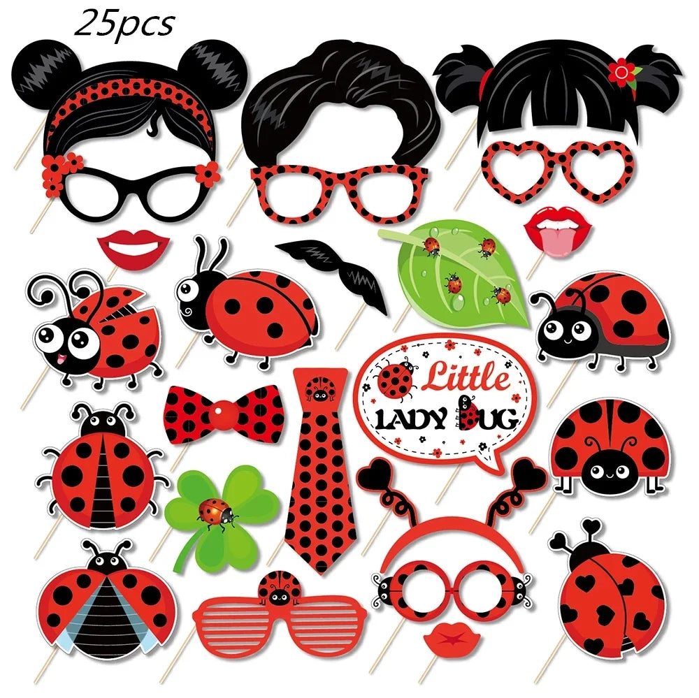 Cartoon Ladybug Theme Birthday Supplies Tablecloth Paper Plate Cup Banner Balloon Party Decoration Set Baby Shower Decoration Good Vibrations