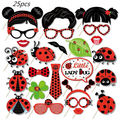 Cartoon Ladybug Theme Birthday Supplies Tablecloth Paper Plate Cup Banner Balloon Party Decoration Set Baby Shower Decoration Good Vibrations