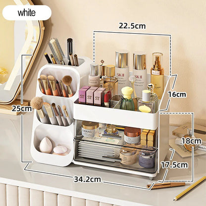 Large Capacity Household Storage Box for Cosmetics Makeup Brush Lipstick Eye Shadow Powder Puff Holder Shelf Dresser Table Top Good Vibrations
