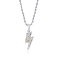 Crystal Charm Necklace Shine Full Zircon Lightning Necklace for Women Men Iced Out Chain Hip Hop Party Jewelry Accessories Good Vibrations