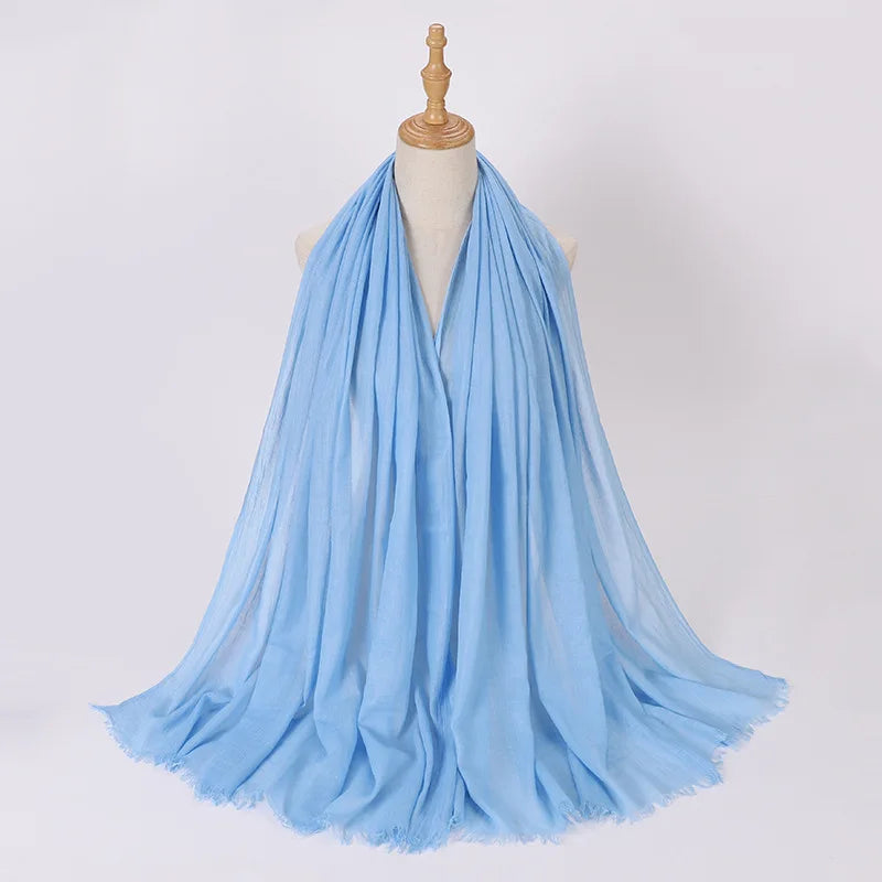 High Quality Viscose Cotton Hijab Shawls Plain Tassels Polyester Veils for Hijab Ladies Good Vibrations