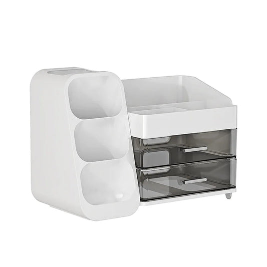 Large Capacity Household Storage Box for Cosmetics Makeup Brush Lipstick Eye Shadow Powder Puff Holder Shelf Dresser Table Top Good Vibrations