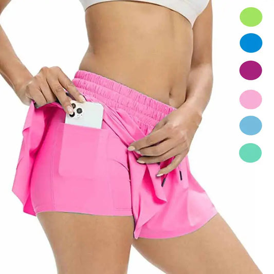 Hot Selling 2024 New Spandex 2 in 1 Gym Yoga Casual Workout Youth Shorts Women Sport Skirt Running Biker Shorts for Women