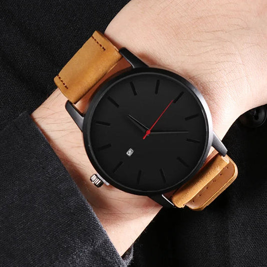 Men's Watches Fashion Leather Quartz Watch Men Casual Sports Male erkek kol saati Wristwatch Montre Hombre Relogio Masculino Good Vibrations