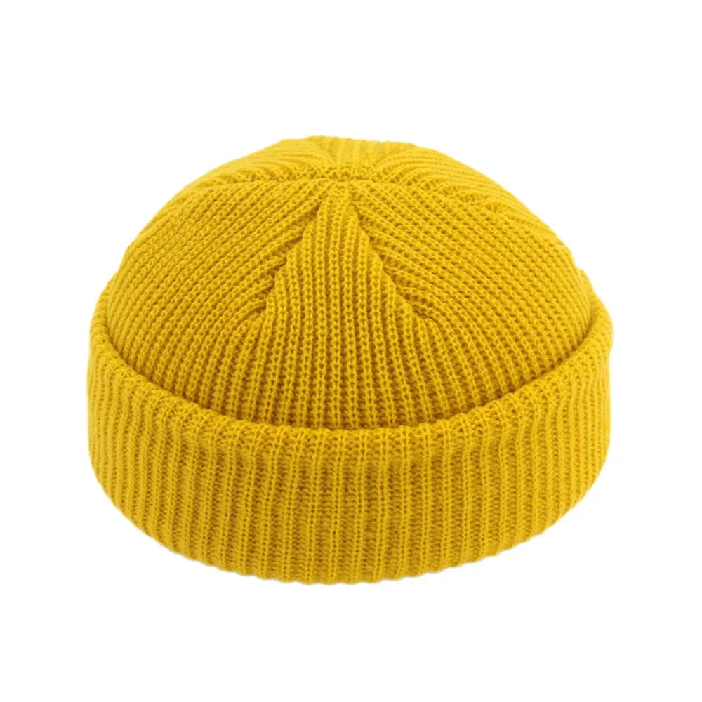 Hip Hop Beanie Knitted Hat Men Skullcap Women Winter Warm Brimless Unisex Baggy Melon Cap Cuff Docker Fisherman Beanies Hats Good Vibrations