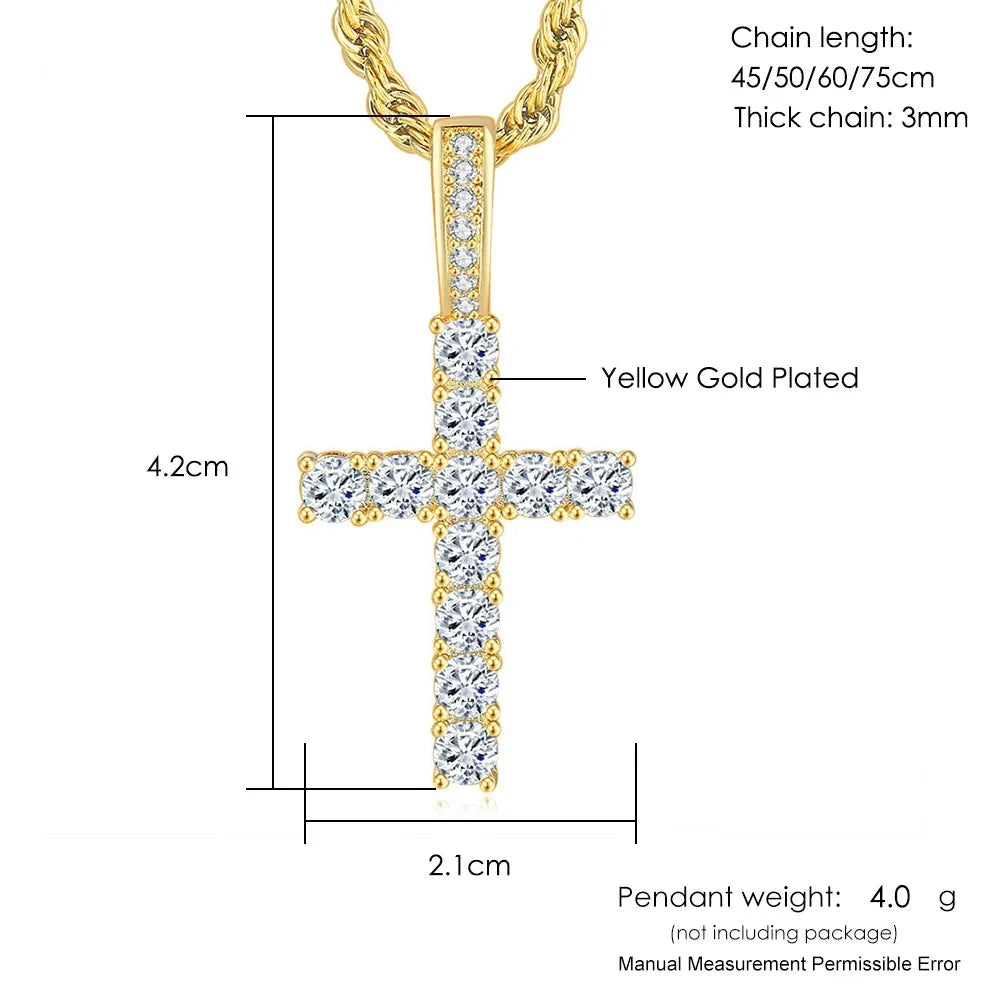 Hiphop Cross Pendant Necklace For Women Jewelry Female Statement Men Iced Out Chain Wholesale Gold Color Homme Jewellery HP003 Good Vibrations