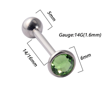 1PC Anti-Allergy Surgical Steel Tongue Rings Women Flat Zircon Piercing Tongue Barbells Piercing Body Jewelry 14g Good Vibrations