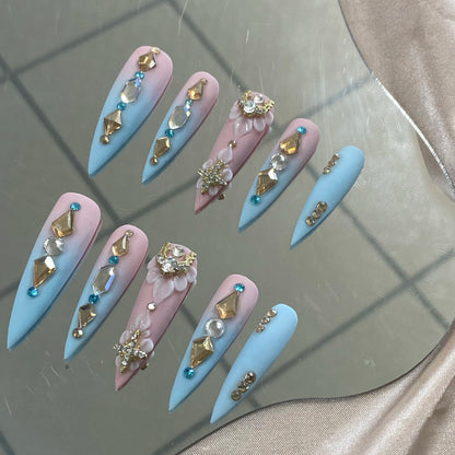 High Quality Multiply Designs 3D Handmade Customize Salon Press on Nails Acrylic Materials Set Good Vibrations