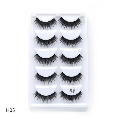 5 Pairs Multipack 3D Soft Mink Hair False Eyelashes Handmade Wispy Fluffy Long Lashes Natural Eye Makeup Tools Faux H13 E08 E01 Good Vibrations