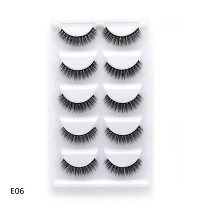 5 Pairs Multipack 3D Soft Mink Hair False Eyelashes Handmade Wispy Fluffy Long Lashes Natural Eye Makeup Tools Faux H13 E08 E01 Good Vibrations
