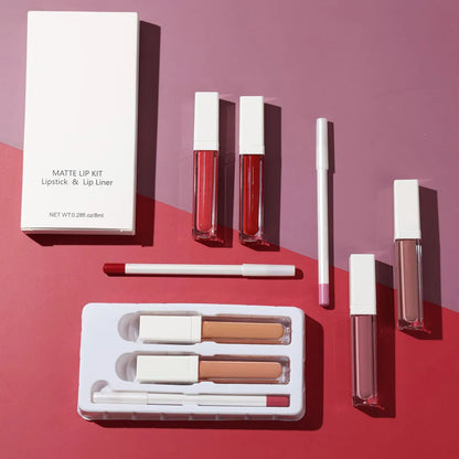 3 in 1makeup clear Lip Gloss Wholesale Custom Vegan Private Label Nude 2pcs Matte Liquid Lipstick and Lip Liner Set Good Vibrations