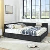 Queen Size Storage Upholstered Tufted Bed Frame Minimalist Tatami Sofa Bed with Comfortable Backrest and Armrests Good Vibrations