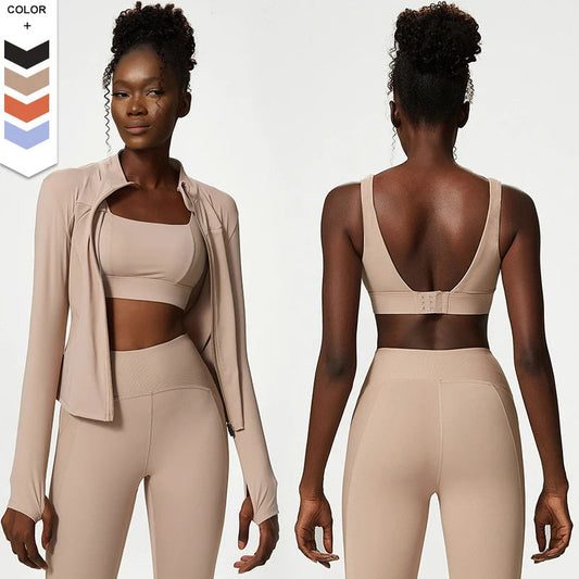 Athletic Exercise Sport Women Set Stretchy Plus Size Workout Sets Anti-static 3 Piece Women Fitness Suits Good Vibrations