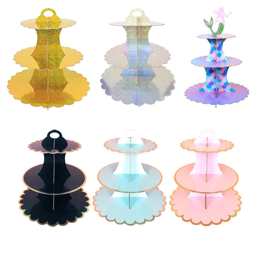 3-Tier Cardboard Cupcake Cake Stand Cupcake Holder for Birthday Party Wedding Baby Shower Christmas Parties Display Dessert Good Vibrations