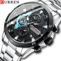 CURREN Stainless Steel Watches for Mens Creative Fashion Luminous Dial with Chronograph Clock Male Casual Wristwatches Good Vibrations