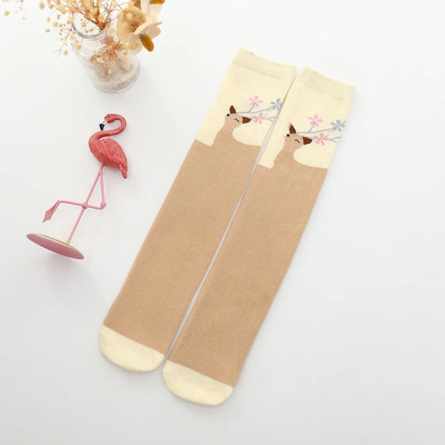 toddler child high knee Socks Three-dimensional cute Cartoon fox cat unicorn Cotton Over knee kids baby girls Sock Spring Autumn Good Vibrations