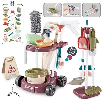 2025 New Mini Home Helper Play  Kids Cleaning Tool Toy Children Pretend Playhouse Game Toy Kids Role Play Cleaning Set Toys Good Vibrations