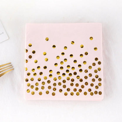 20Pcs Gold Dot Disposable Tableware Paper Towel Napkins Cups Tablecloth Plates Straws for Birthday Wedding Party Supplies Good Vibrations
