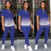 Two Piece Sets Women Outfits Summer Fashion Printed Round Neck Short Sleeved Top & Casual Skinny Shorts Set Streetwear Good Vibrations