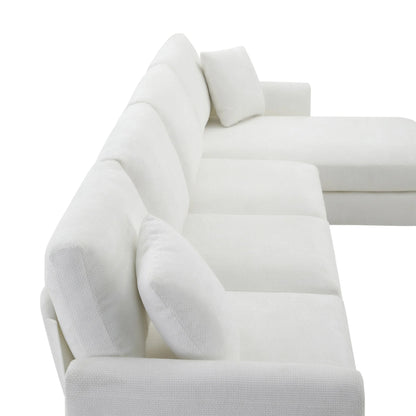Modern Luxury 5-Seater L-Shaped Sectional Sofa Bed Oversized Chenille Indoor Furniture 2 Free Pillows for Living Room Apartment Good Vibrations