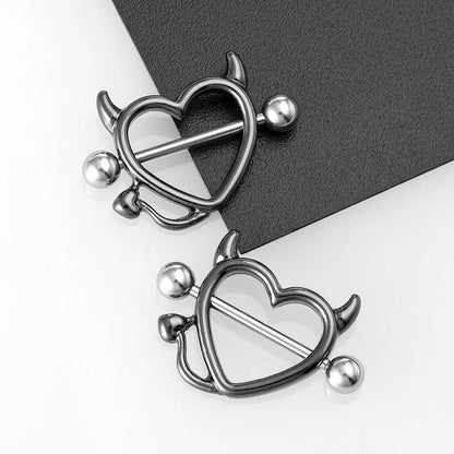 1 Pair 14G Stainless steel Breast Piercing Jewelry Heart Nipple Piercing Bar Nipple Rings Shield Cover Barbell Sexy Piercings Good Vibrations