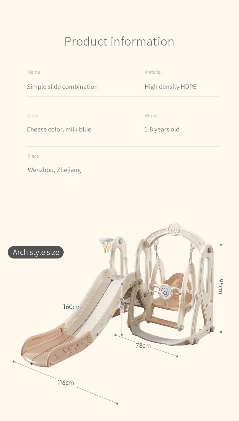 Children's Indoor Playground Equipment Plastic Swing and Slide Combination Playhouse with Ball Pit for Home or School Use Good Vibrations