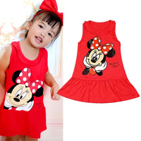 New Fashion Baby Girls Dress Summer Dress Cartoon Cotton Red Minnie Dress Princess Dress Children's Girl Clothing 1-6Years Good Vibrations