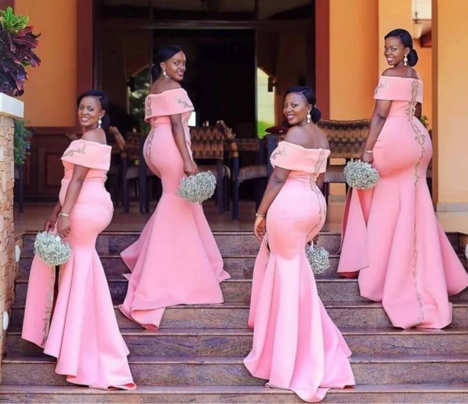 Pink Dress Bridesmaid  D11 Mermaid Gives The Camera Of Silver Youth Shoulder Wedding Party Good Vibrations